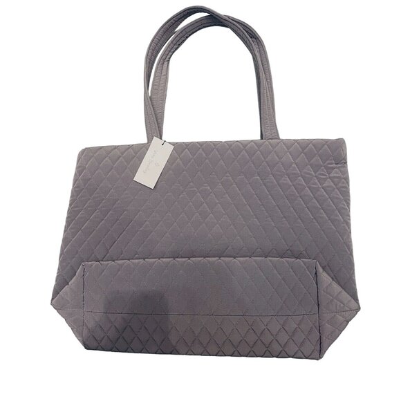 Vera Bradley Happy Hydrangeas Embroidered Hummingbird Large Tote Gray Microfiber - Picture 2 of 6